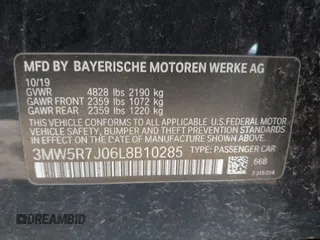 2020 BMW 3 Series 330i xDrive with VIN 3MW5R7J06L8B10285, listed as a IAAI auction lot 39403745 with 58,242 mi miles. Bid and sale history available at carsss.com. Image 9.