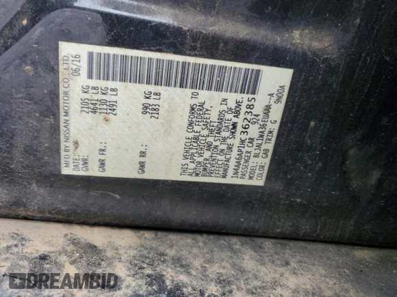 2017 Nissan Maxima SR z VIN 1N4AA6AP1HC362385, wystawiony jako Copart lot #56195685 z przebiegiem 177 839 mil mil oraz Szkoda całkowita • Salvage title. Historia ofert i sprzedaży dostępna na DreamBid. Obrazek 13.