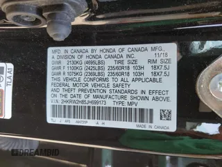 2018 Honda CR-V EX-L with VIN 2HKRW2H85JH699173, listed as a Copart auction lot 53673855 with 127,132 mi miles and Salvage Title. Bid and sale history available at carsss.com. Image 13.