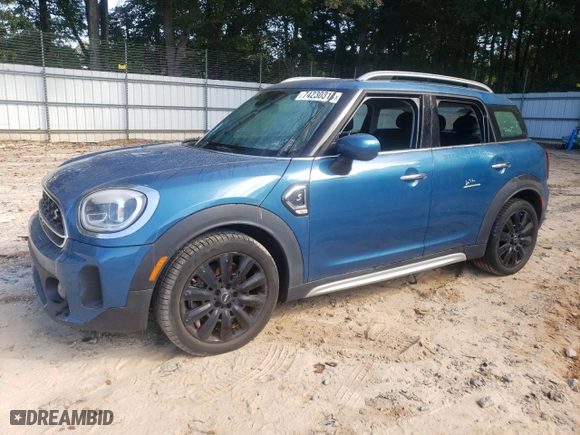 2022 MINI Countryman Cooper S with VIN WMZ83BR0XN3N36968, listed as a Copart auction lot 74230314 with 0 mi miles and Salvage Title. Bid and sale history available at carsss.com. Image 1.