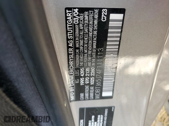 2004 Mercedes-Benz CLK 320 z VIN WDBTJ65J74F111113, wystawiony jako Copart lot #67283254 z przebiegiem 107 274 mil mil oraz Szkoda całkowita • Salvage title. Historia ofert i sprzedaży dostępna na DreamBid. Obrazek 12.
