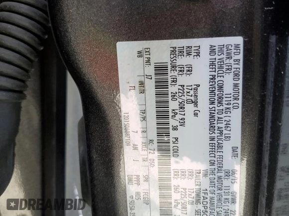 2015 Ford C-Max Energi SEL with VIN 1FADP5CU4FL118686, listed as a Copart auction lot 65058334 with 98,829 mi miles and Salvage Title. Bid and sale history available at carsss.com. Image 12.