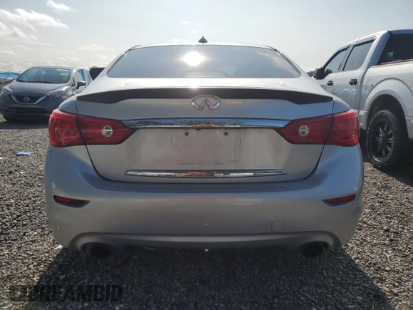 2015 Infiniti Q50 Premium with VIN JN1BV7AP7FM356447, listed as a Copart auction lot 58823045 with 137,642 mi miles and Salvage title. Bid and sale history available at DreamBid. Image 6.
