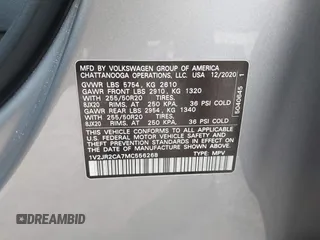2021 Volkswagen Atlas SE with VIN 1V2JR2CA7MC556268, listed as a IAAI auction lot 41185525 with 73,724 mi miles and . Bid and sale history available at DreamBid. Image 9.