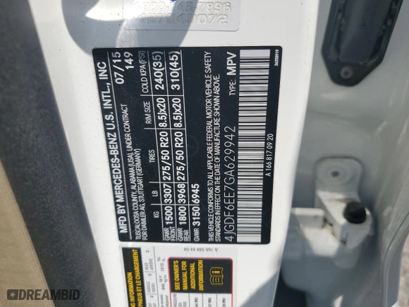2016 Mercedes-Benz GL with VIN 4JGDF6EE7GA629942, listed as a Copart auction lot 61927684 with 125,256 mi miles and Salvage Title. Bid and sale history available at carsss.com. Image 13.