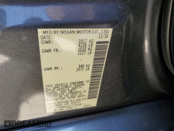 2017 Nissan Altima S with VIN 1N4AL3AP1HN323616, listed as a Copart auction lot 64310485 with 68,163 mi miles and Salvage title. Bid and sale history available at DreamBid. Image 13.