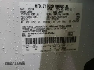 2015 Ford Explorer XLT with VIN 1FM5K8D80FGA95024, listed as a Copart auction lot 44705365 with 75,097 mi miles and Non Repairable. Bid and sale history available at carsss.com. Image 13.