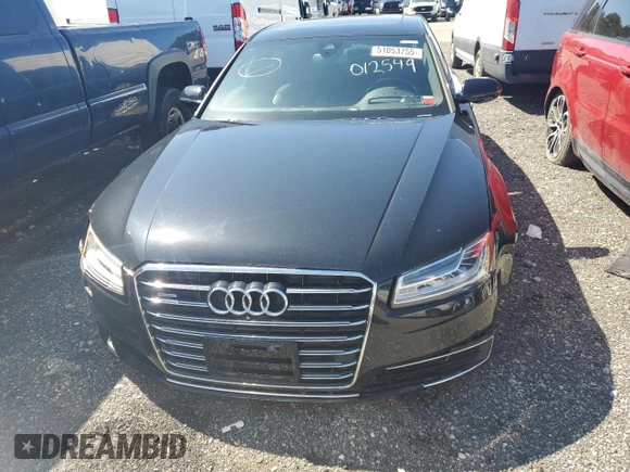 2016 Audi A8 3.0T with VIN WAU34AFD4GN012549, listed as a Copart auction lot 51053755 with 85,501 mi miles and Non repairable. Bid and sale history available at DreamBid. Image 5.