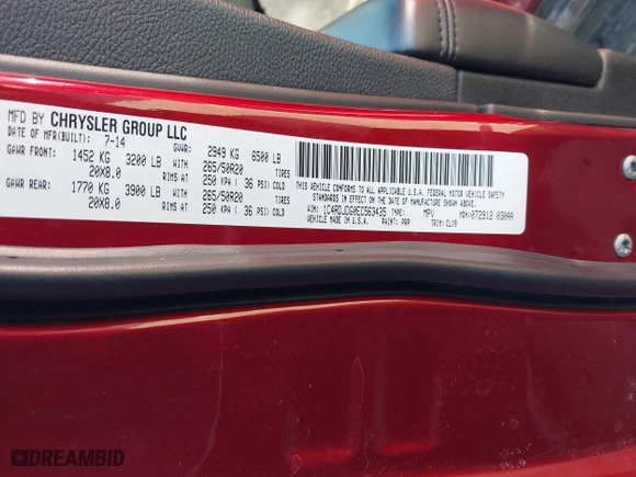 2014 Dodge Durango Limited with VIN 1C4RDJDG0EC563435, listed as a IAAI auction lot 41790657 with 93,110 mi miles. Bid and sale history available at carsss.com. Image 9.