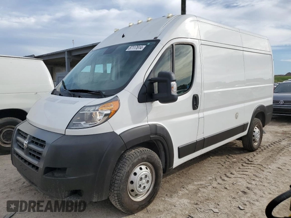 2017 Ram ProMaster Cargo with VIN 3C6TRVBG4HE538284, listed as a Copart auction lot 87117614 with 142,477 mi miles and Salvage Title. Bid and sale history available at DreamBid. Image 1.