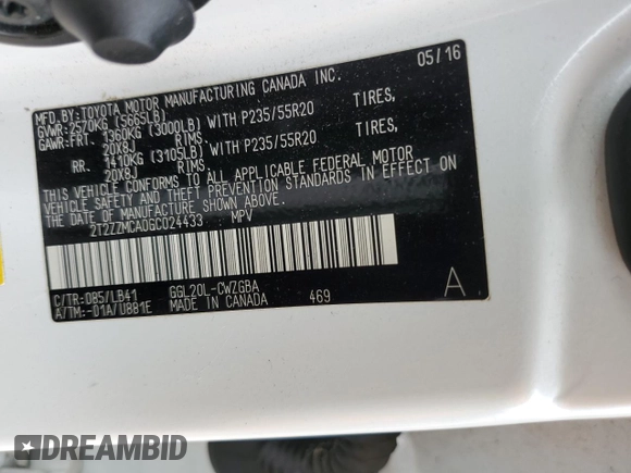 2016 Lexus RX 350 with VIN 2T2ZZMCA0GC024433, listed as a Copart auction lot 59923845 with 69,552 mi miles and Salvage title. Bid and sale history available at DreamBid. Image 13.