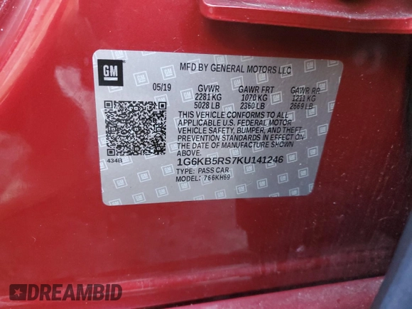 2019 Cadillac CT6 Luxury AWD with VIN 1G6KB5RS7KU141246, listed as a Copart auction lot 86879564 with Not provided miles and Salvage title. Bid and sale history available at DreamBid. Image 14.