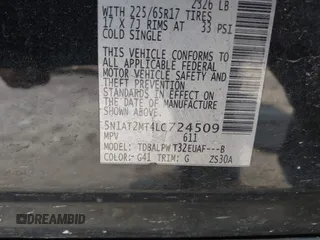 2020 Nissan Rogue S z VIN 5N1AT2MT4LC724509, wystawiony jako IAAI lot #41612574 z przebiegiem 110 426 mil mil oraz . Historia ofert i sprzedaży dostępna na DreamBid. Obrazek 9.