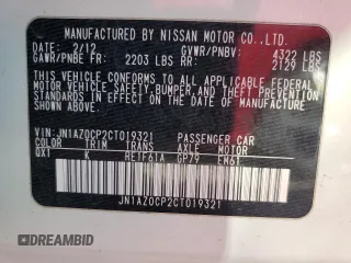 2012 Nissan LEAF SL with VIN JN1AZ0CP2CT019321, listed as a Copart auction lot 50784935 with 45,867 mi miles and Clean Title. Bid and sale history available at carsss.com. Image 12.