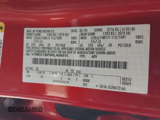 2024 Ford Bronco z VIN 1FMEE1BP8RLA06515, wystawiony jako IAAI lot #42285341 z przebiegiem 17 102 mil mil oraz . Historia ofert i sprzedaży dostępna na DreamBid. Obrazek 9.