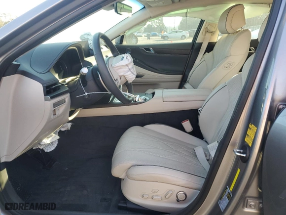 2021 Genesis G80 2.5T with VIN KMTGB4SC5MU081052, listed as a Copart auction lot 46831555 with 49,351 mi miles and Salvage Title. Bid and sale history available at carsss.com. Image 7.