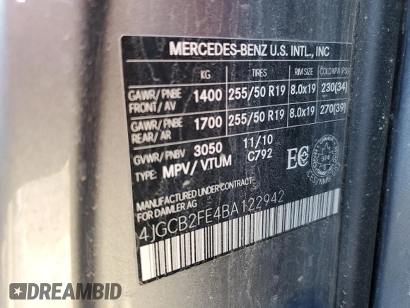 2011 Mercedes-Benz R 350 с VIN 4JGCB2FE4BA122942, выставлен на аукционе Copart как лот 51279585 с пробегом 221 307 миль миль и Чистый • Clean title. История ставок и продаж доступна на DreamBid. Изображение 14.