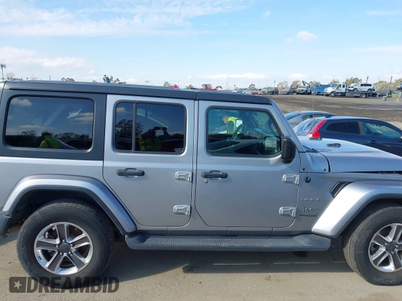 2020 Jeep Wrangler Unlimited Sahara with VIN 1C4HJXENXLW230207, listed as a IAAI auction lot 41507141 with 1 mi miles. Bid and sale history available at carsss.com. Image 12.