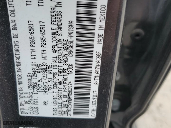 2023 Toyota Tacoma 4WD SR with VIN 3TMCZ5AN0PM582974, listed as a Copart auction lot 48390905 with 26,916 mi miles and Salvage Title. Bid and sale history available at carsss.com. Image 12.