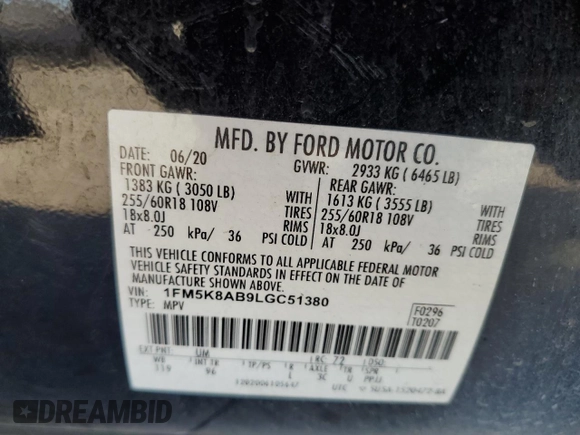 2020 Ford Police Interceptor Utility z VIN 1FM5K8AB9LGC51380, wystawiony jako Copart lot #57240345 z przebiegiem 39 627 mil mil oraz Tytuł czysty. Historia ofert i sprzedaży dostępna na DreamBid. Obrazek 13.