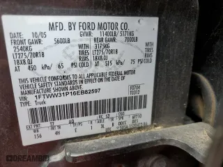 2006 Ford Super Duty F-350 SRW XL with VIN 1FTWW31P16EB82597, listed as a Copart auction lot 61914824 with 0 mi miles and Clean Title. Bid and sale history available at carsss.com. Image 12.