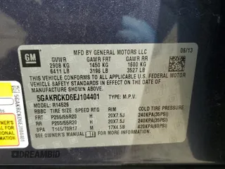 2014 Buick Enclave Premium with VIN 5GAKRCKD6EJ104401, listed as a Copart auction lot 53826985 with 204,639 mi miles and Salvage Title. Bid and sale history available at carsss.com. Image 13.