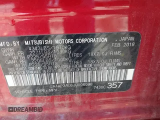 2018 Mitsubishi Outlander ES z VIN JA4AP3AU6JU006098, wystawiony jako IAAI lot #41084879 z przebiegiem 81 205 mil mil oraz . Historia ofert i sprzedaży dostępna na DreamBid. Obrazek 9.