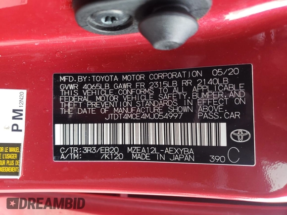 2021 Toyota Corolla XSE with VIN JTDT4MCE4MJ054997, listed as a Copart auction lot 44227115 with 108,823 mi miles and Salvage Title. Bid and sale history available at carsss.com. Image 14.