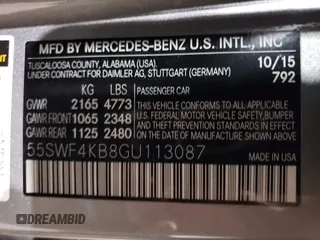 2016 Mercedes-Benz C 300 Luxury with VIN 55SWF4KB8GU113087, listed as a Copart auction lot 84115574 with 136,175 mi miles and Salvage Title. Bid and sale history available at DreamBid. Image 14.