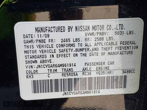 2010 Infiniti M with VIN JN1CY0AR6AM961914, listed as a IAAI auction lot 42055435 with 133,435 mi miles. Bid and sale history available at carsss.com. Image 9.
