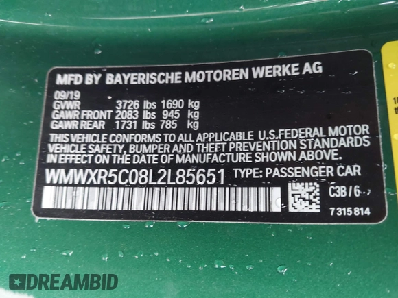 2020 MINI Hardtop Cooper S z VIN WMWXR5C08L2L85651, wystawiony jako IAAI lot #41521346 z przebiegiem 40 863 mil mil oraz . Historia ofert i sprzedaży dostępna na DreamBid. Obrazek 9.