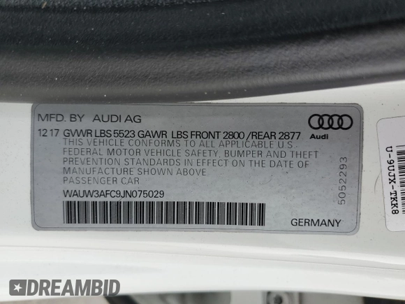 2018 Audi A7 Premium Plus with VIN WAUW3AFC9JN075029, listed as a Copart auction lot 48220215 with 118,740 mi miles and Salvage Title. Bid and sale history available at carsss.com. Image 14.
