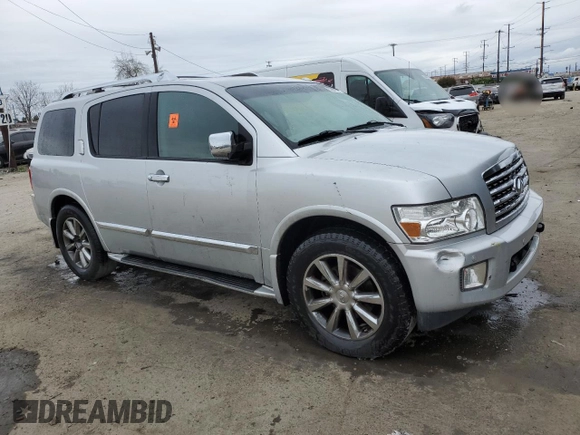 2008 Infiniti QX56 with VIN 5N3AA08D78N908987, listed as a Copart auction lot 53823375 with 124,422 mi miles and Clean Title. Bid and sale history available at carsss.com. Image 4.