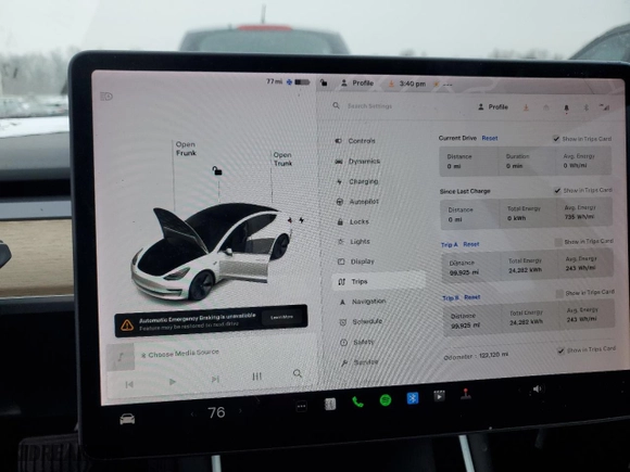2020 Tesla Model 3 Standard Range Plus with VIN 5YJ3E1EA9LF613181, listed as a Copart auction lot 41799135 with 122,120 mi miles and Salvage Title. Bid and sale history available at carsss.com. Image 9.