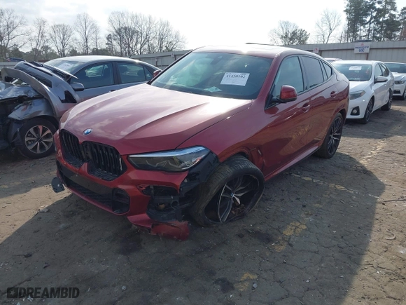 2022 BMW X6 xDrive40i with VIN 5UXCY6C02N9N38589, listed as a IAAI auction lot 41450102 with 1 mi miles. Bid and sale history available at carsss.com. Image 20.