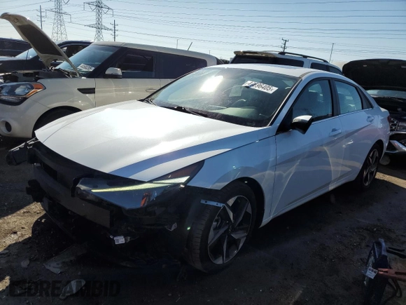 2021 Hyundai Elantra Limited with VIN 5NPLP4AG3MH031392, listed as a Copart auction lot 44696405 with 75,580 mi miles and Salvage Title. Bid and sale history available at DreamBid. Image 1.