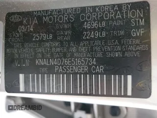 2014 Kia Cadenza Premium with VIN KNALN4D76E5165734, listed as a Copart auction lot 78521494 with 60,408 mi miles and Salvage Title. Bid and sale history available at carsss.com. Image 12.
