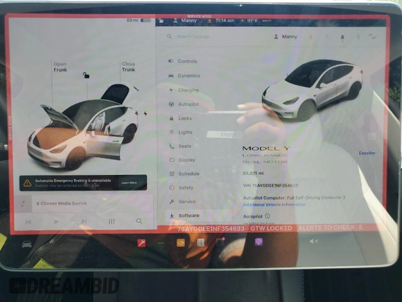 2022 Tesla Model Y Long Range z VIN 7SAYGDEE1NF354633, wystawiony jako Copart lot #55221835 z przebiegiem 53 821 mil mil oraz Szkoda całkowita • Salvage title. Historia ofert i sprzedaży dostępna na DreamBid. Obrazek 9.