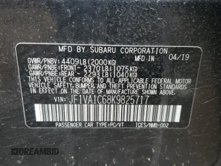 2019 Subaru WRX Premium with VIN JF1VA1C68K9825717, listed as a Copart auction lot 45928465 with 81,013 mi miles and Non Repairable. Bid and sale history available at carsss.com. Image 14.