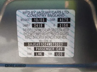 2004 Jaguar X-Type with VIN SAJEA51C04WD73023, listed as a IAAI auction lot 41874488 with 199,333 mi miles and . Bid and sale history available at DreamBid. Image 9.