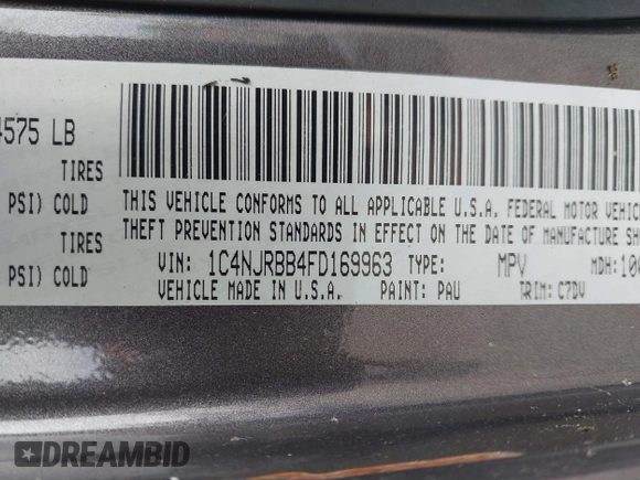 2015 Jeep Patriot Sport с VIN 1C4NJRBB4FD169963, выставлен на аукционе IAAI как лот 41838585 с пробегом 80 278 миль миль и . История ставок и продаж доступна на DreamBid. Изображение 9.
