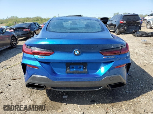 2019 BMW 8 Series M850i xDrive with VIN WBABC4C58KBU96586, listed as a Copart auction lot 55879625 with Not provided miles and Salvage title. Bid and sale history available at DreamBid. Image 6.