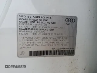 2015 Audi Q5 Premium Plus with VIN WA1DGAFP6FA090940, listed as a Copart auction lot 55791425 with 130,738 mi miles and Salvage title. Bid and sale history available at DreamBid. Image 14.