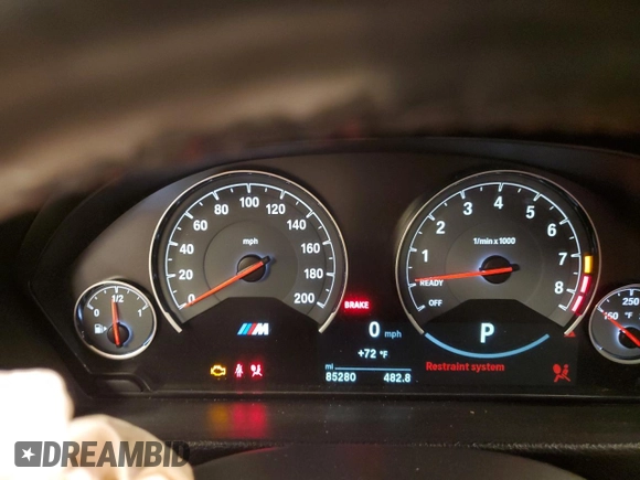 2018 BMW M4 with VIN WBS4Y9C56JAC86367, listed as a Copart auction lot 54995374 with 85,280 mi miles and Salvage Title. Bid and sale history available at carsss.com. Image 9.