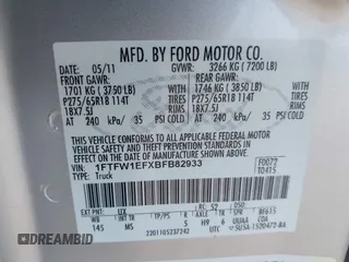 2011 Ford F-150 XL z VIN 1FTFW1EFXBFB82933, wystawiony jako IAAI lot #42535204 z przebiegiem 210 038 mil mil oraz . Historia ofert i sprzedaży dostępna na DreamBid. Obrazek 9.