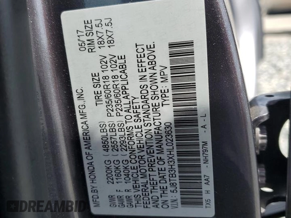 2017 Acura RDX with VIN 5J8TB3H3XHL023630, listed as a Copart auction lot 48889645 with 137,621 mi miles and Salvage Title. Bid and sale history available at carsss.com. Image 13.