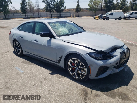 2024 BMW i4 eDrive35 with VIN WBY43AW06RFS94891, listed as a Copart auction lot 57983274 with 1,099 mi miles and Salvage Title. Bid and sale history available at carsss.com. Image 4.