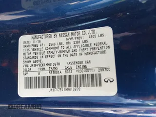 2017 Infiniti Q60 Red Sport 400 with VIN JN1FV7EK1HM610978, listed as a IAAI auction lot 41904287 with 80,066 mi miles and . Bid and sale history available at carsss.com. Image 9.
