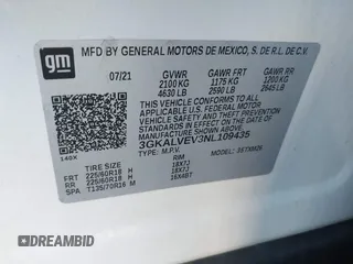 2022 GMC Terrain SLT with VIN 3GKALVEV3NL109435, listed as a IAAI auction lot 41633816 with 42,729 mi miles. Bid and sale history available at carsss.com. Image 9.