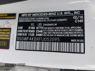 2015 Mercedes-Benz C-Class C 300 Luxury with VIN 55SWF4KBXFU052095, listed as a IAAI auction lot 41792142 with 104,177 mi miles. Bid and sale history available at carsss.com. Image 9.